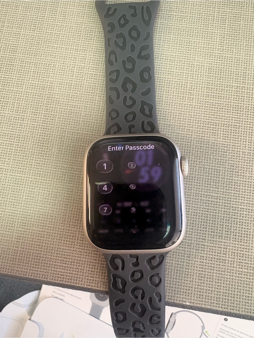 Nike Apple Watch series 9 with Black Leopard-Pattern Silicone Band -